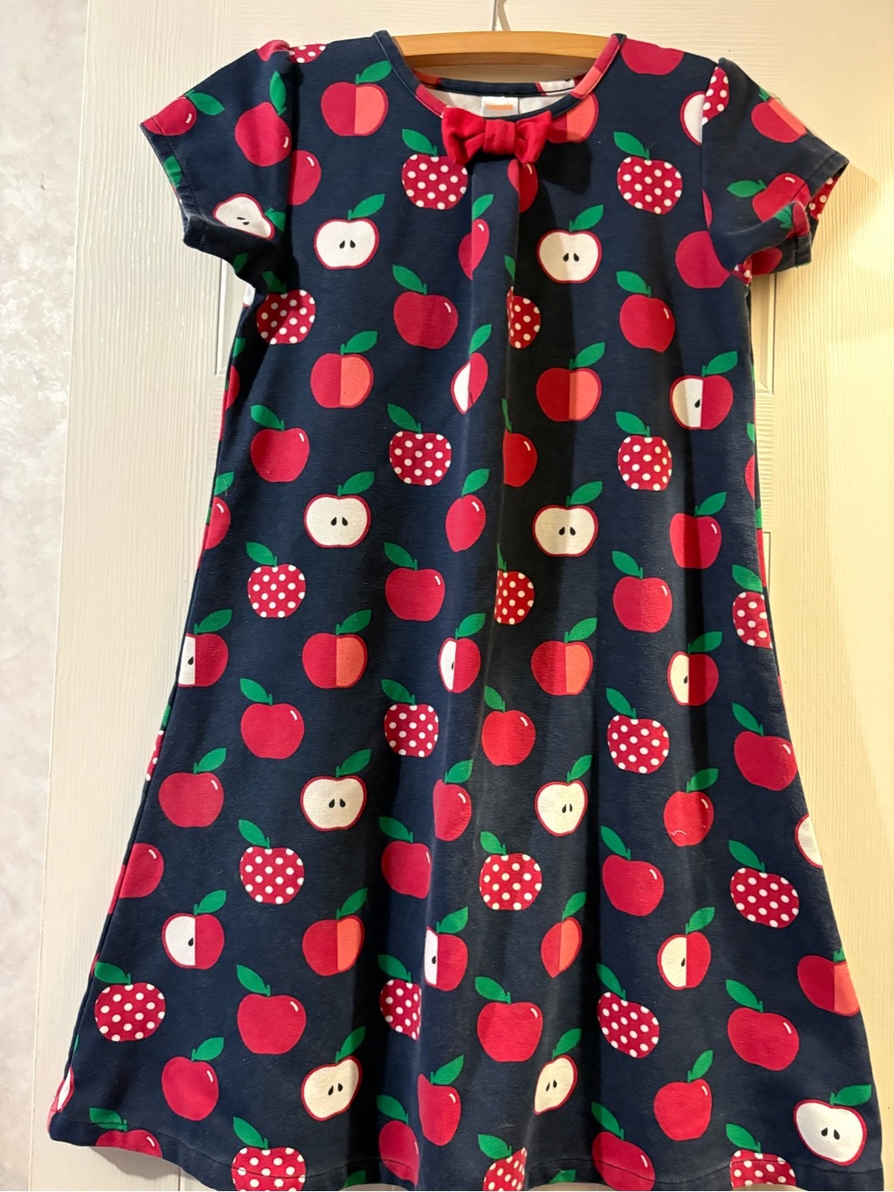 Gymboree Navy Dress with Red Apple Print and Red Bow